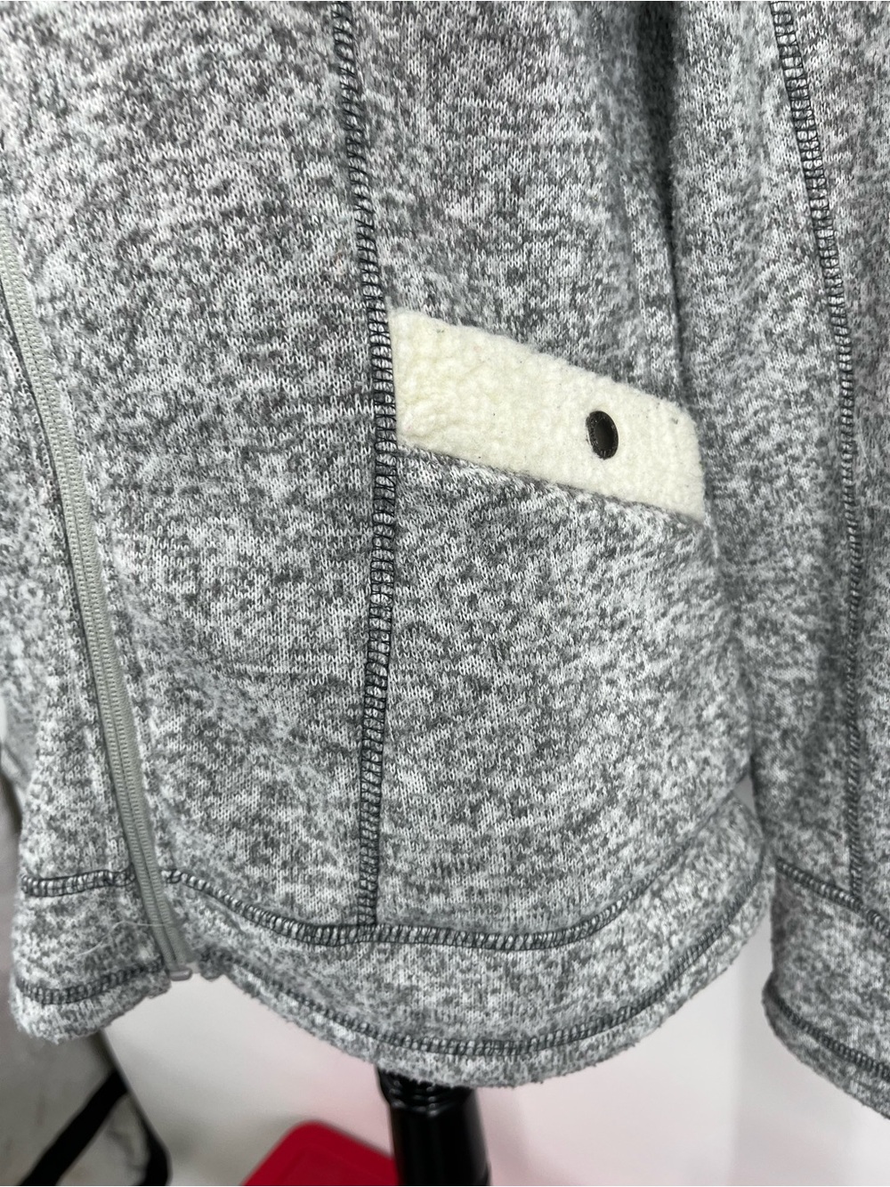 Snozu Light Heather Gray Sherpa-Lined Zip Hoodie Jacket - Picture 4 of 11